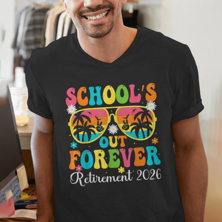 School's Out Forever Retirement 2026 Retro Retired Teacher Men's V-Neck T-Shirt, funny gift
