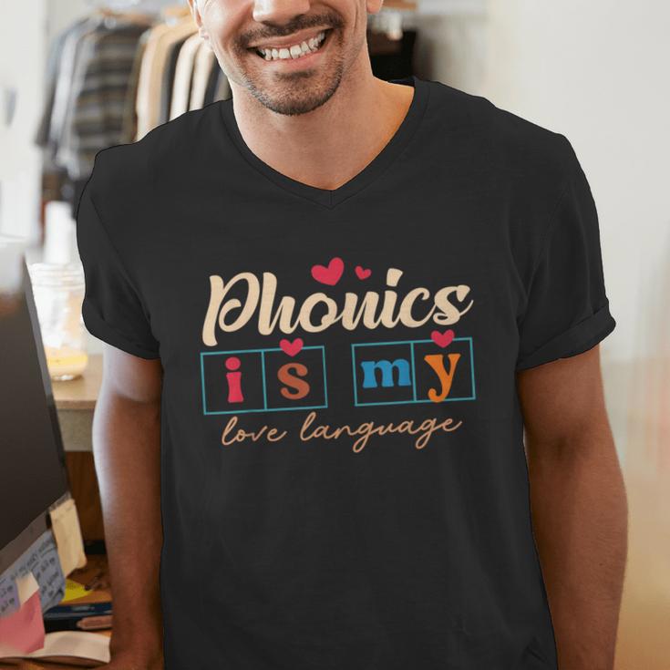 Science Of Reading Teacher Phonics Is My Love Language Men's V-Neck T-Shirt, Science Teacher Shirts, funny gift
