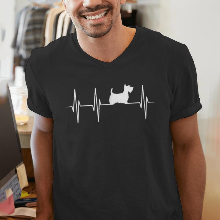 Scottish Terrier Dog Heartbeat Scottie Dog Lover T-Shirt Men's V-Neck T-Shirt, funny gift