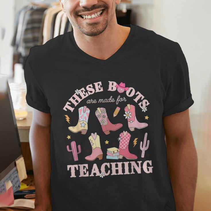 These Boots Are Made For Teaching Western Cowgirl Teacher Men's V-Neck T-Shirt, funny gift These Boots Are Made For Teaching Western Cowgirl Teacher Men's V-Neck T-Shirt, funny gift