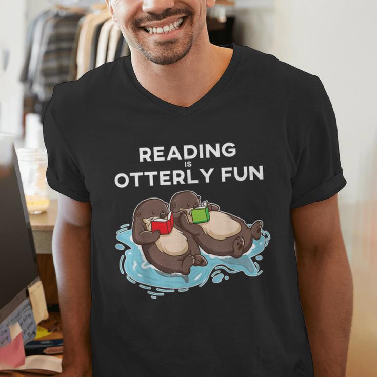 Sea Otter Book Reading Shirt For Bookworm Teachers Men's V-Neck T-Shirt, funny gift