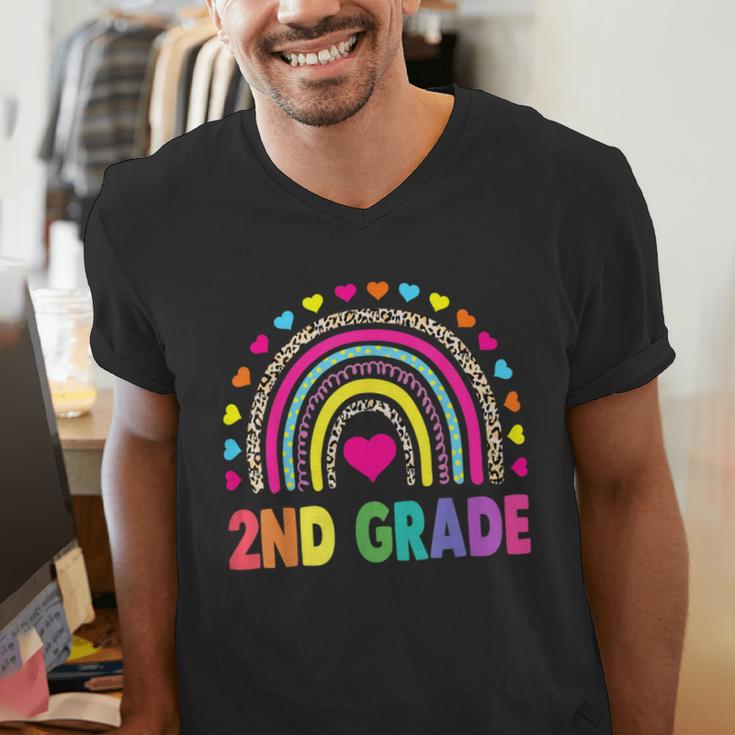 Second Grade Rainbow Girls Boys Teacher Team 2nd Grade Squad Men's V-Neck T-Shirt, 2nd Grade Teacher Shirts, funny gift