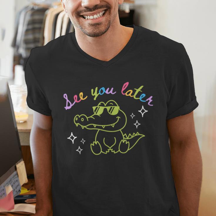 See You Later Teacher Summer Alligator Last Day Of School Men's V-Neck T-Shirt, funny gift See You Later Teacher Summer Alligator Last Day Of School Men's V-Neck T-Shirt, funny gift