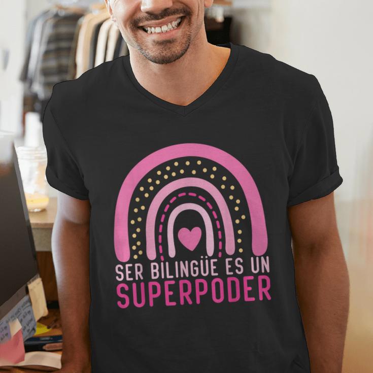 Ser Bilingue Es Un Superpoder Spanish Teacher Esl Teacher Men's V-Neck T-Shirt, Esl Teacher Shirts, funny gift Ser Bilingue Es Un Superpoder Spanish Teacher Esl Teacher Men's V-Neck T-Shirt, Esl Teacher Shirts, funny gift