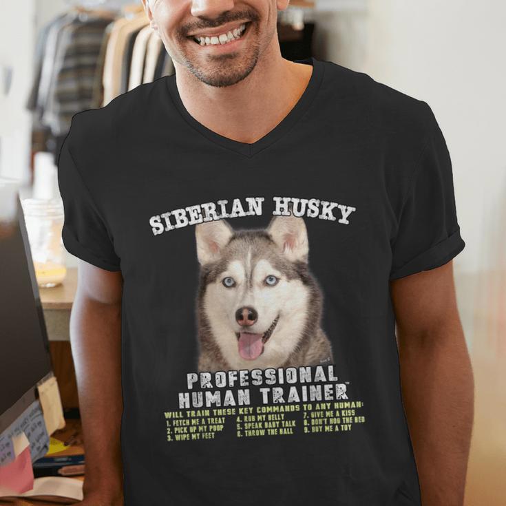 Siberian Husky Professional Human Trainer Men's V-Neck T-Shirt, funny gift