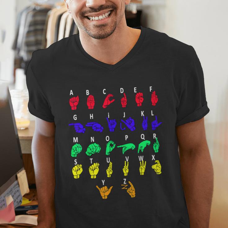 Sign Language Alphabet For ASL Interpreter Deaf Teacher Stud For Men Women Girls Kids Men's V-Neck T-Shirt, funny gift
