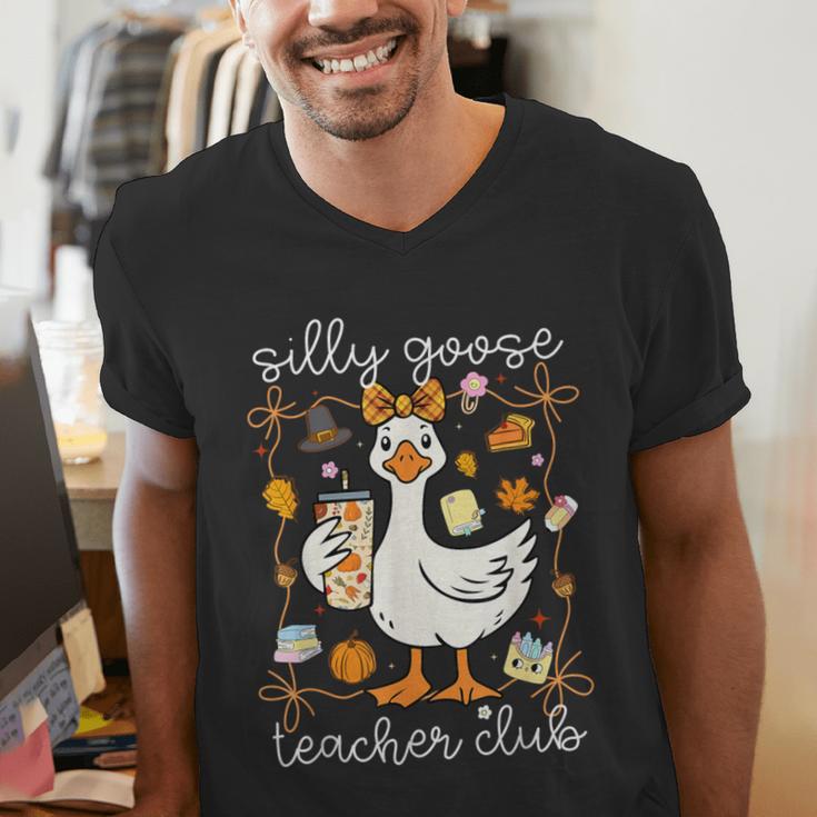 Silly Goose Teachers Club Cozy Fall Teacher Men's V-Neck T-Shirt, funny gift Silly Goose Teachers Club Cozy Fall Teacher Men's V-Neck T-Shirt, funny gift