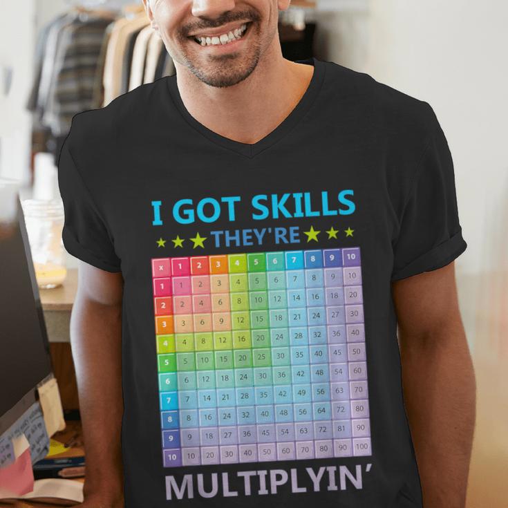 I Got Skills They'Re Multiplying Math Teacher Students Men's V-Neck T-Shirt, funny gift I Got Skills They'Re Multiplying Math Teacher Students Men's V-Neck T-Shirt, funny gift