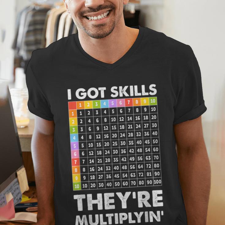 I Got Skills They'Re Multiplying Nerd Math Teacher Men's V-Neck T-Shirt, funny gift I Got Skills They'Re Multiplying Nerd Math Teacher Men's V-Neck T-Shirt, funny gift