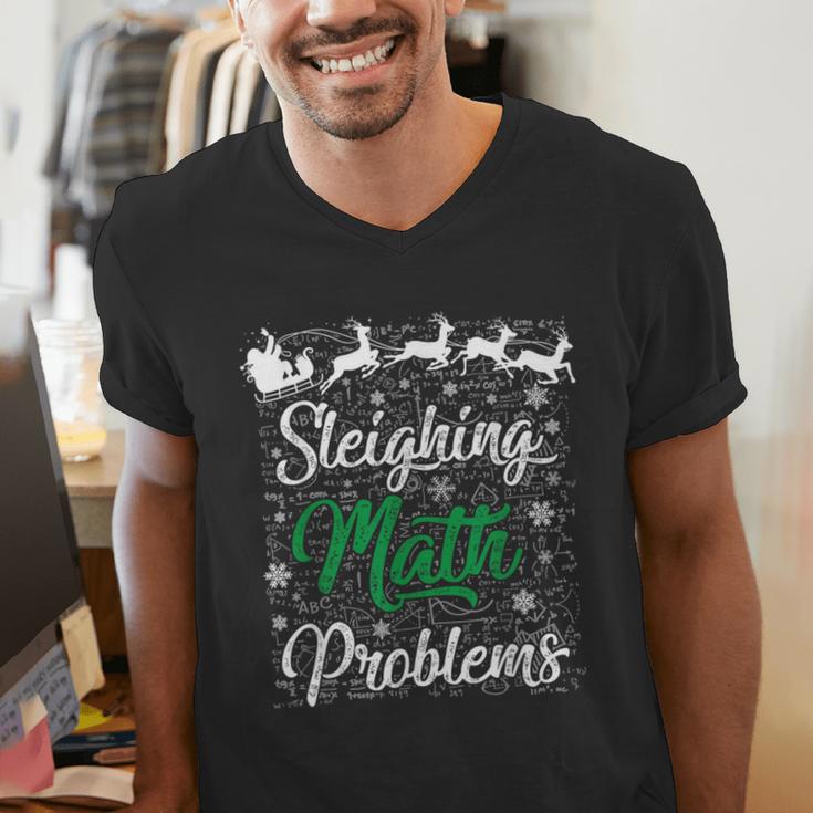 Sleighing Math Problem Xmas In Math Teacher Christmas Men Women Men's V-Neck T-Shirt, funny gift