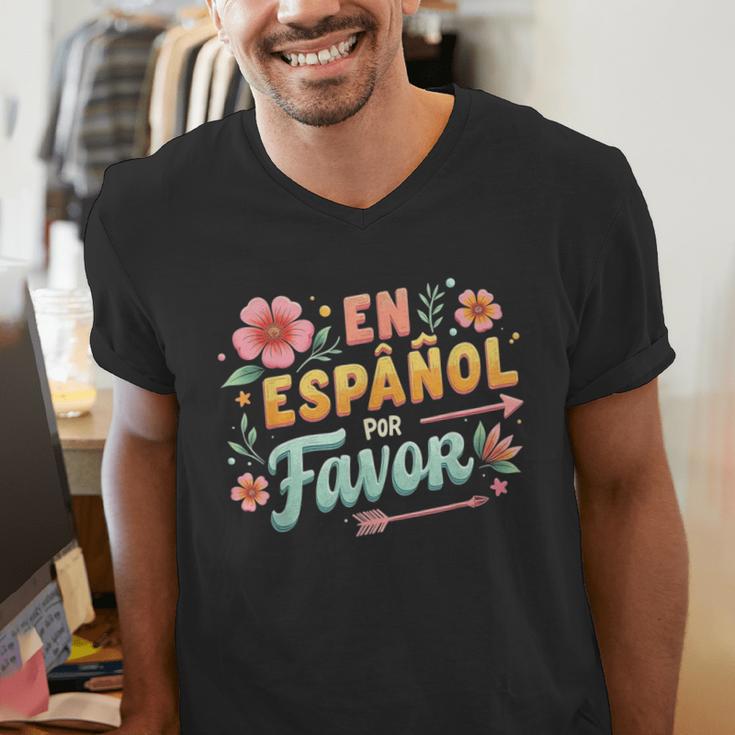 Spanish Teacher Maestra Dimelo En Espanol Por Favor Men's V-Neck T-Shirt, funny gift