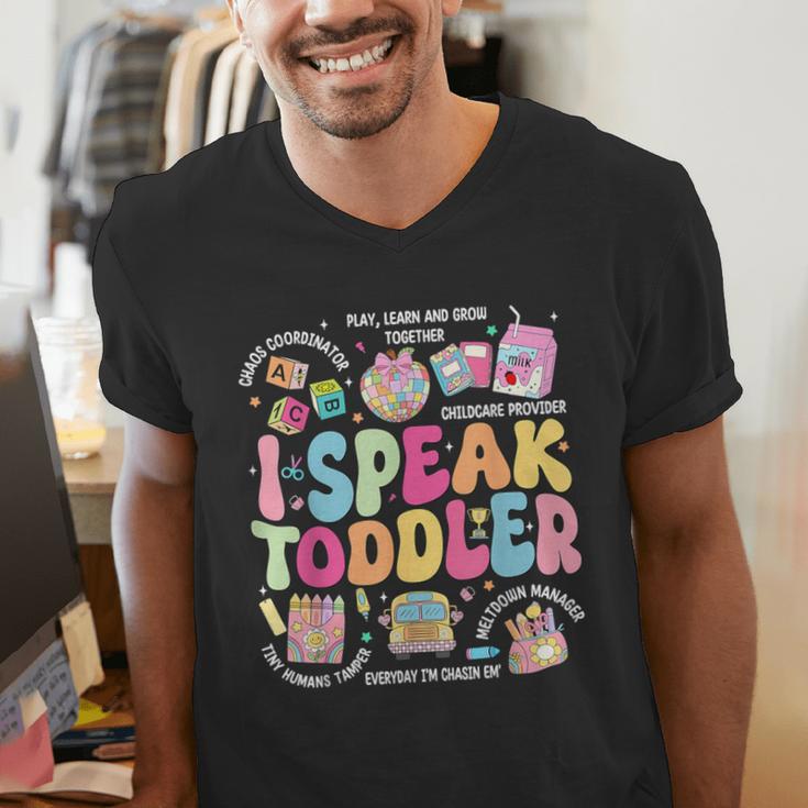 I Speak Toddler Back To School Teacher Men's V-Neck T-Shirt, funny gift
