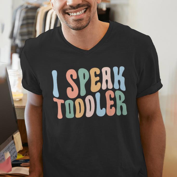 I Speak Toddler Teacher Pre School Back To School First Day Men's V-Neck T-Shirt, funny gift I Speak Toddler Teacher Pre School Back To School First Day Men's V-Neck T-Shirt, funny gift
