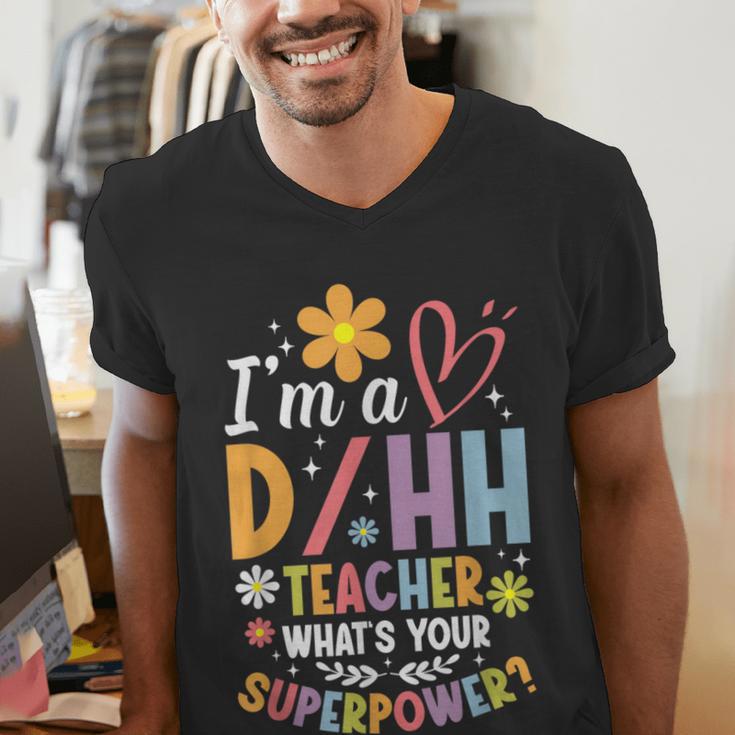 Special Education ASL Teacher Superpower DHH Teacher Men's V-Neck T-Shirt, funny gift Special Education ASL Teacher Superpower DHH Teacher Men's V-Neck T-Shirt, funny gift