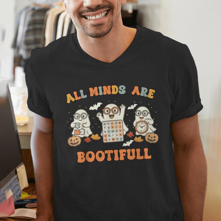Special Education All Minds SPED Teacher Ghost Halloween Men's V-Neck T-Shirt, funny gift Special Education All Minds SPED Teacher Ghost Halloween Men's V-Neck T-Shirt, funny gift