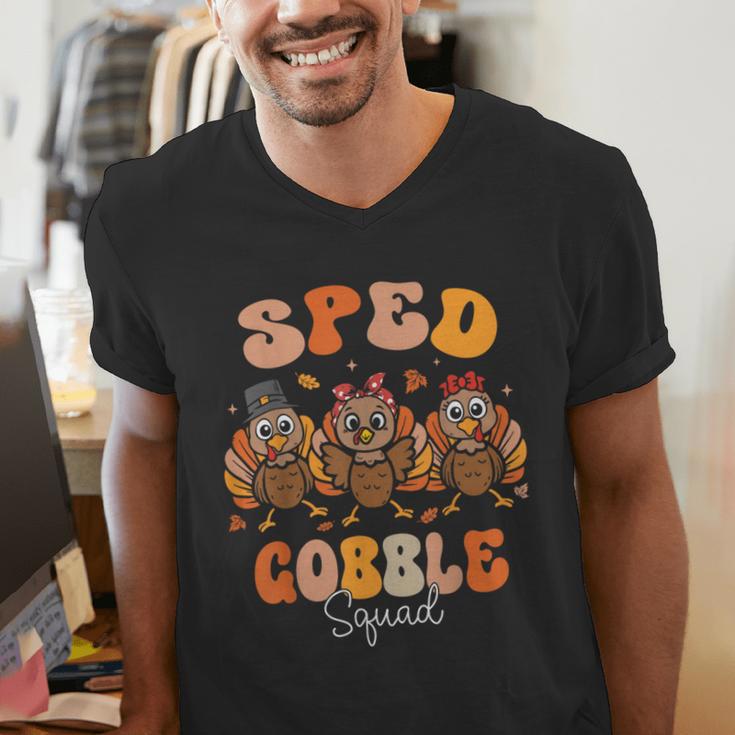 Sped Teacher Gobble Squad Thanksgiving Special Education Men's V-Neck T-Shirt, funny gift Sped Teacher Gobble Squad Thanksgiving Special Education Men's V-Neck T-Shirt, funny gift