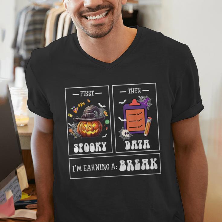 Sped Teacher Halloween First Spooky Then Data Sped Ed Team Men's V-Neck T-Shirt, funny gift Sped Teacher Halloween First Spooky Then Data Sped Ed Team Men's V-Neck T-Shirt, funny gift