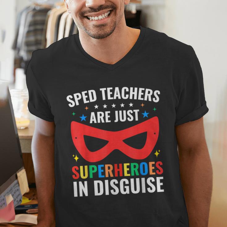 SPED Teacher Are Just Superheroes Disguise Special Education Men's V-Neck T-Shirt, funny gift SPED Teacher Are Just Superheroes Disguise Special Education Men's V-Neck T-Shirt, funny gift
