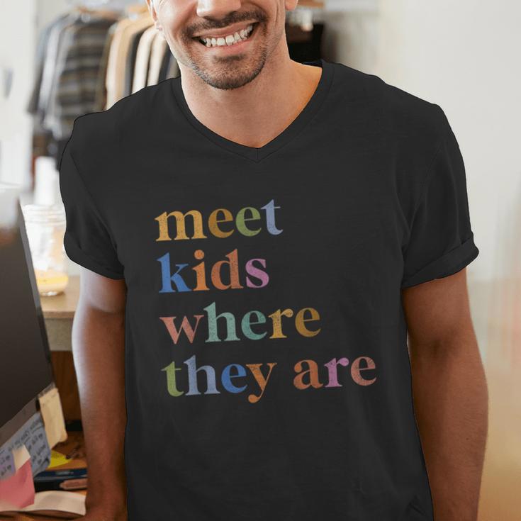 SPED Teacher SLP Meet Kids Where They Are Special Education Men's V-Neck T-Shirt, funny gift SPED Teacher SLP Meet Kids Where They Are Special Education Men's V-Neck T-Shirt, funny gift