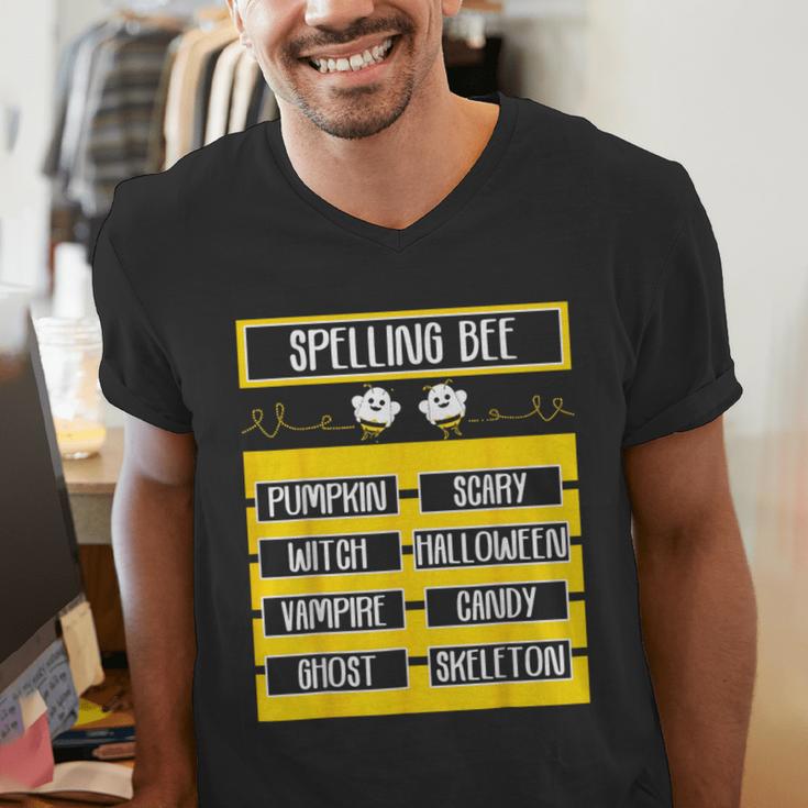 Spelling Bee Halloween Teachers Bee Spelling Competition Men's V-Neck T-Shirt, funny gift
