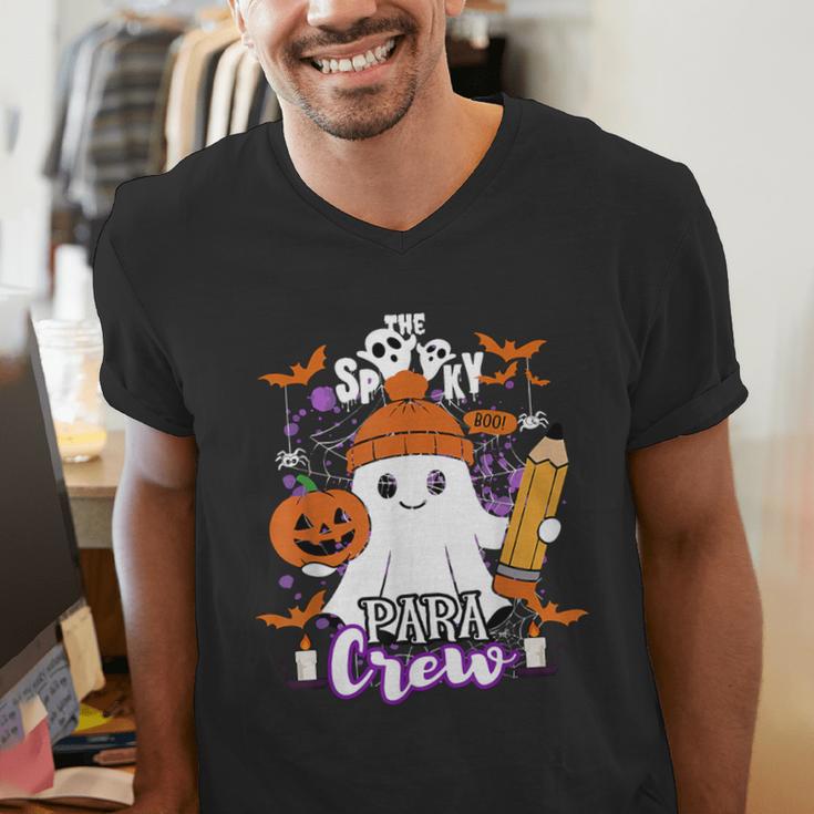 Spooky Para Crew Ghost Halloween Paraprofessional Teacher Men's V-Neck T-Shirt, funny gift
