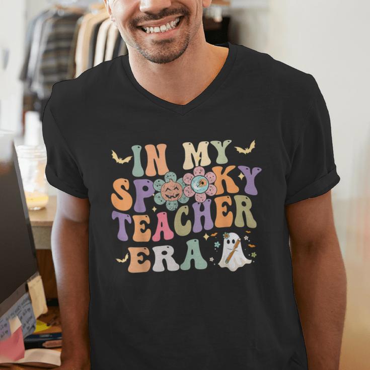 In My Spooky Teacher Era Groovy Hippie Retro Ghost Halloween Men Women Kids Men's V-Neck T-Shirt, Groovy Teacher Shirts, funny gift In My Spooky Teacher Era Groovy Hippie Retro Ghost Halloween Men Women Kids Men's V-Neck T-Shirt, Groovy Teacher Shirts, funny gift