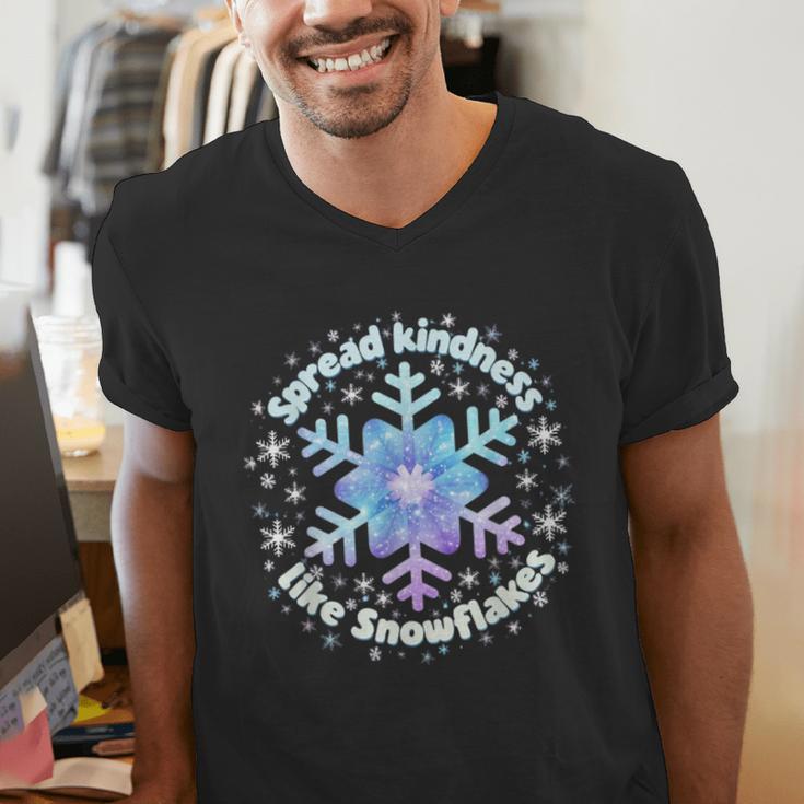 Spread Kindness Like Snowflakes Christmas Teacher Unity Day Men's V-Neck T-Shirt, funny gift