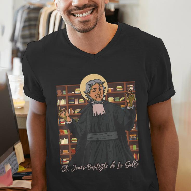 St Jean Baptiste De La Salle Patron Saint Education Teachers Men's V-Neck T-Shirt, funny gift