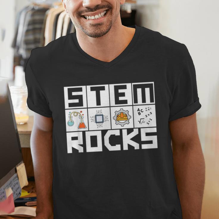 STEM Rocks Science Technology Engineering Math STEM Teacher Men's V-Neck T-Shirt, Science Teacher Shirts, funny gift