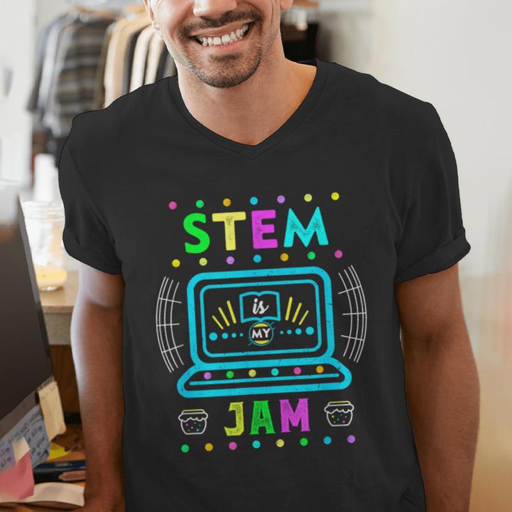 STEM Teacher Shirt STEM Teacher Tshirts STEM Is My Jam Men's V-Neck T-Shirt, funny gift