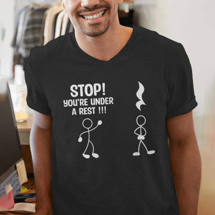Stop You'Re Under A Rest Music Teacher Men's V-Neck T-Shirt, funny gift