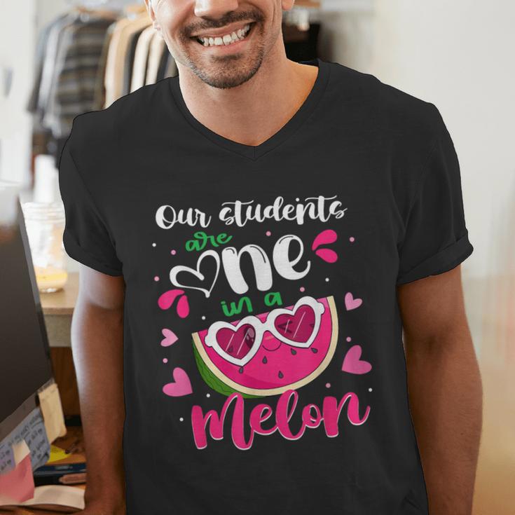 Our Students Are One In A Melon Teacher Watermelon Summer Men's V-Neck T-Shirt, funny gift