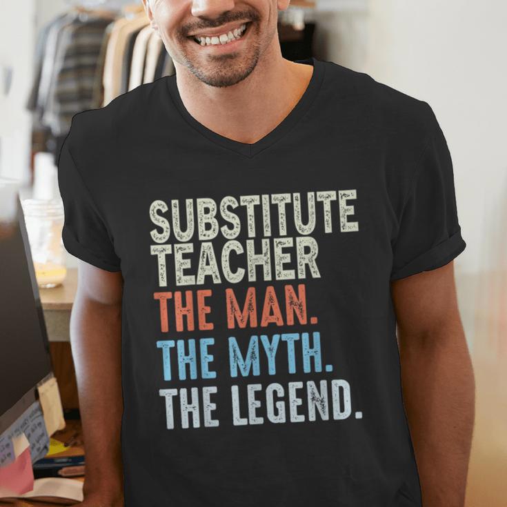 Substitute Teacher Man The Myth The Legend Appreciation Day Men's V-Neck T-Shirt, funny gift