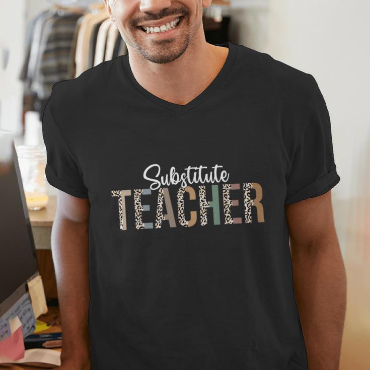 Substitute Teacher Supplies For Teachers Leopard For Men Women Men's V-Neck T-Shirt, funny gift Substitute Teacher Supplies For Teachers Leopard For Men Women Men's V-Neck T-Shirt, funny gift