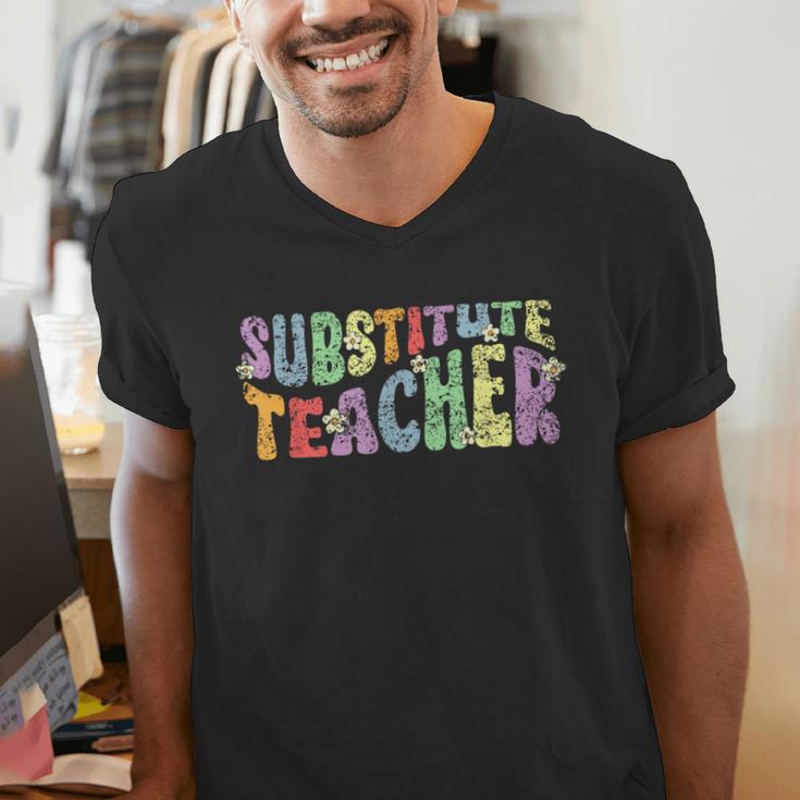 Substitute Teacher Women Back To School Substitute Teacher Men's V-Neck T-Shirt, funny gift