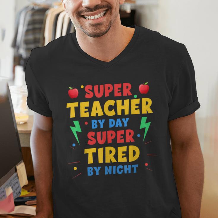 Super Teacher By Day Super Tired By Night Teacher For Men Women Men's V-Neck T-Shirt, Super Teacher Shirts, funny gift Super Teacher By Day Super Tired By Night Teacher For Men Women Men's V-Neck T-Shirt, Super Teacher Shirts, funny gift