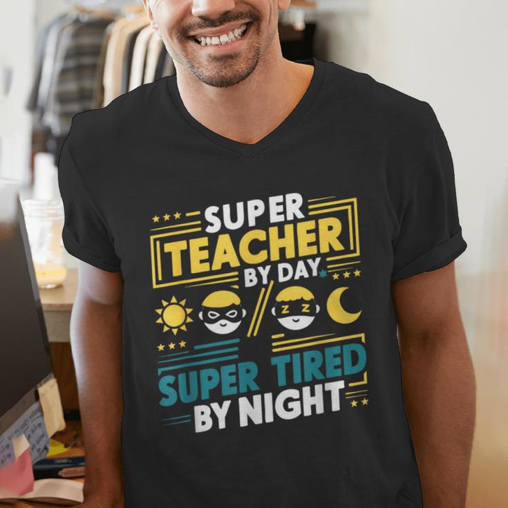 Super Teacher By Day Super Tired By Night Superheroes School Men's V-Neck T-Shirt, Super Teacher Shirts, funny gift Super Teacher By Day Super Tired By Night Superheroes School Men's V-Neck T-Shirt, Super Teacher Shirts, funny gift