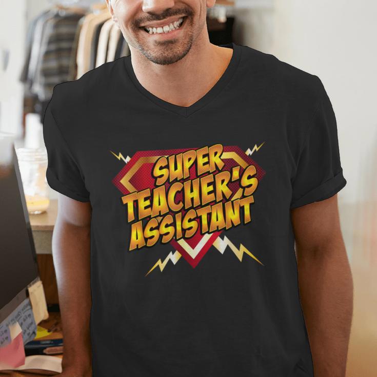 Super Teacher's Assistant Educational Superhero Men's V-Neck T-Shirt, funny gift Super Teacher's Assistant Educational Superhero Men's V-Neck T-Shirt, funny gift