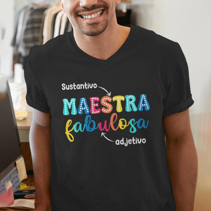 Sustantivo Maestra Fabulosa Adjetivo Spanish Teacher Men's V-Neck T-Shirt, funny gift Sustantivo Maestra Fabulosa Adjetivo Spanish Teacher Men's V-Neck T-Shirt, funny gift