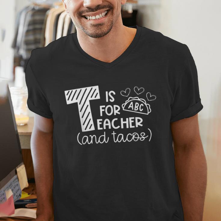 T Is For Teacher And Tacos For Teacher & Tacos Lovers Men Women Girls Kids Men's V-Neck T-Shirt, funny gift