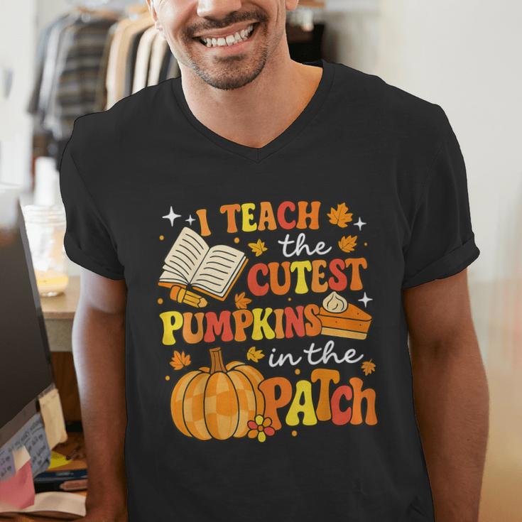 I Teach The Coolest Pumpkins In The Patch Teacher Halloween Men's V-Neck T-Shirt, funny gift I Teach The Coolest Pumpkins In The Patch Teacher Halloween Men's V-Neck T-Shirt, funny gift
