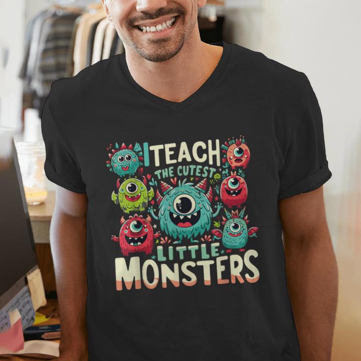 I Teach The Cutest Little Monsters Teacher Halloween Outfit Men's V-Neck T-Shirt, funny gift I Teach The Cutest Little Monsters Teacher Halloween Outfit Men's V-Neck T-Shirt, funny gift