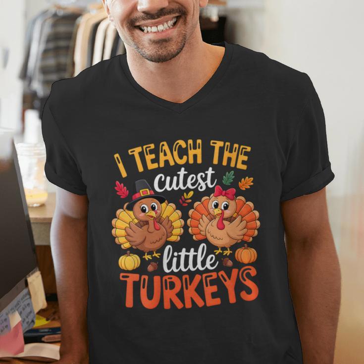 I Teach The Cutest Little Turkeys Teacher Thanksgiving Men's V-Neck T-Shirt, funny gift I Teach The Cutest Little Turkeys Teacher Thanksgiving Men's V-Neck T-Shirt, funny gift