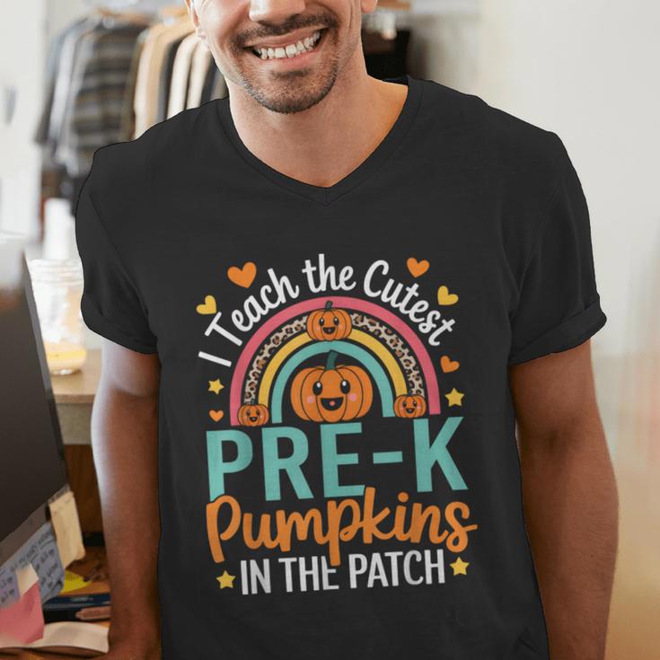 I Teach The Cutest Pre-K Pumpkin Teacher Student Halloween Men's V-Neck T-Shirt, funny gift I Teach The Cutest Pre-K Pumpkin Teacher Student Halloween Men's V-Neck T-Shirt, funny gift