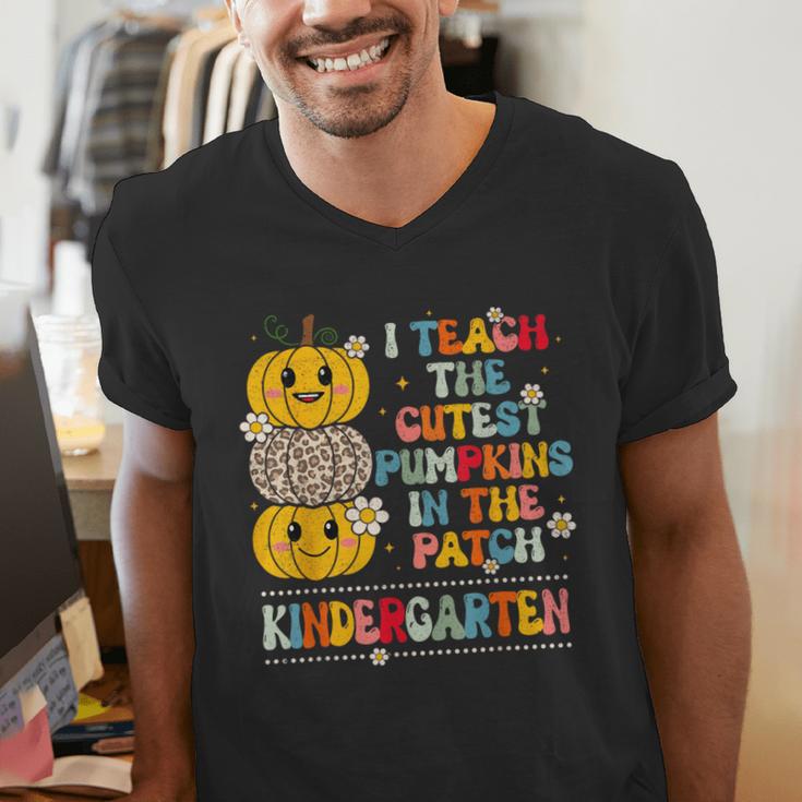 I Teach The Cutest Pumpkins Kindergarten Teacher Halloween Men's V-Neck T-Shirt, funny gift I Teach The Cutest Pumpkins Kindergarten Teacher Halloween Men's V-Neck T-Shirt, funny gift