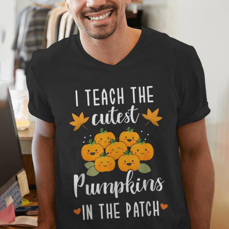 I Teach The Cutest Pumpkins In The Patch Halloween Teacher Men's V-Neck T-Shirt, funny gift