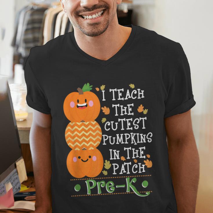 I Teach The Cutest Pumpkins In Patch Pre-K Halloween Teacher Men's V-Neck T-Shirt, funny gift