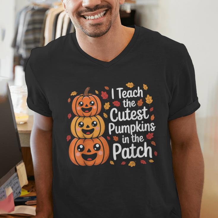 i Teach The Cutest Pumpkins In The Patch Teacher Halloween Men's V-Neck T-Shirt, funny gift