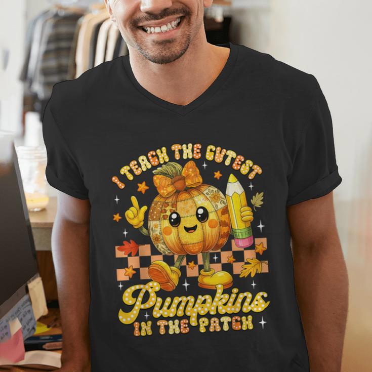 I Teach The Cutest Pumpkins In The Patch Teacher Halloween Men's V-Neck T-Shirt, funny gift