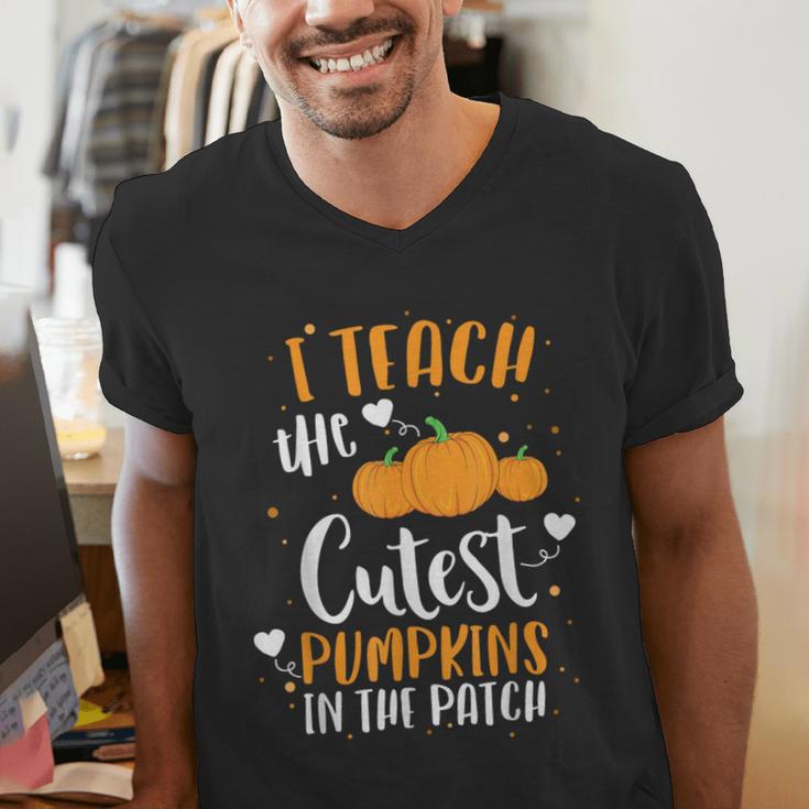 I Teach The Cutest Pumpkins In The Patch Teacher School For Men Women Kids Men's V-Neck T-Shirt, funny gift I Teach The Cutest Pumpkins In The Patch Teacher School For Men Women Kids Men's V-Neck T-Shirt, funny gift